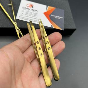 Pince à épiler et ciseaux professionnels en acier inoxydable Plasma doré nouveau design pour pince à épiler beauté façonnage des sourcils - Product Image 2