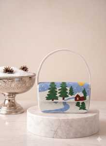 <b>Hand</b>-Beaded Winter Cabin Shoulder Bag – Holiday Evening Clutch - Product Image 1