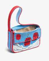 Mini sac brodé Ski Lift pour femme, style preppy, fermeture à rabat en textile, sac à main d'hiver