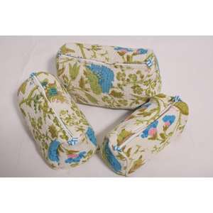 Handmade Floral Print Cotton Cosmetic <b>Bag</b> Indian Makeup Pouch Travel for Organizer Women Zipper Fashion Trend Waterproof - Product Image 4