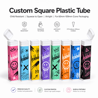Tube carré en plastique de 120 mm pour emballage de cônes pré-roulés King-Size, avec couvercle Pop-Top résistant aux enfants et autocollant, vente en gros