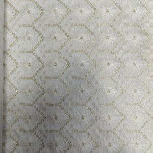 Grey Embroidered Organza Sari Fabric With <b>Sequin</b> Details For Women Party Wear Designer Garments Bridal Wear - Product Image 6