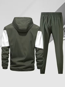 Men's Hooded Breathable Polyester/Cotton Casual Winter Sporty Knitted Quick Dry Sweatshirt Jogger Set - Product Image 2