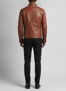 High Quality <b>Men's</b> Casual Leather <b>Jacket</b> Stylish Fit Stand Collar Soft PU Leather Canvas Breathable Quick Dry Autumn Pattern - Product Image 3