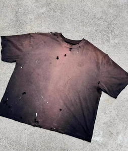 Camiseta de Hombre Estilo Vintage, Lavada y Desgastada, Tejido Dobby de 220g, Transpirable, Corte Regular, Lavado Ácido, Logotipo Personalizado - Product Image 4