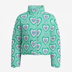 Manteau matelassé personnalisé pour femme avec sublimation cœur, ceinturé, style décontracté, chaud et rembourré, pour l'extérieur, avec capuche, pour l'hiver - Product Image 3