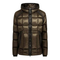 Blouson matelassé marron personnalisé pour homme, coupe-vent épais avec fermeture éclair, col montant, chaud, décontracté, pour l'hiver, avec logo sur le devant
