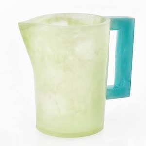 Classic Resin Water Pitcher with Blue Multi-Color Handle and <b>Red</b> Marbled Design Eco-Friendly Dishwasher Safe Party Use - Product Image 2