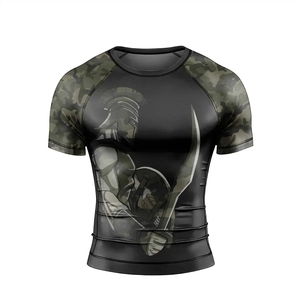 T-shirts de compression à manches courtes en Spandex et Polyester, design camouflage, pour le grappling, équipement de combat, rashguard sur mesure de qualité supérieure - Product Image 3