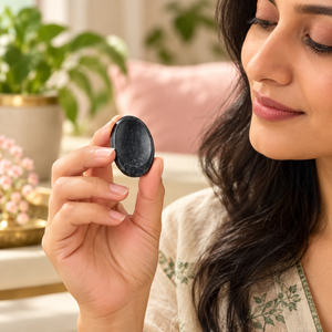 หินออบซิเดียนขัดเงาทรงรี SoulWise สีดำ เรียบเนียน ธรรมชาติ จากมณฑลมหาราษฏระ - Product Image 4