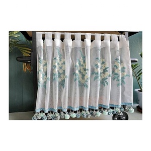 Rideaux occultants en coton 100% ignifuge à franges noires à volants, design à franges, pour fenêtre de café, chambre à coucher, petite taille - Product Image 3