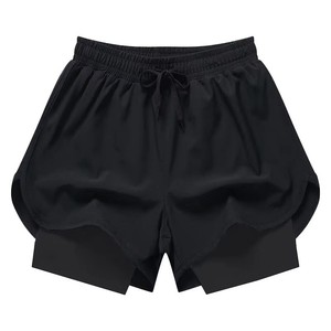 Shorts pour hommes noirs à séchage rapide, taille élastique, couleur unie, décontractés, sportifs, taille mi-haute, en tissu peigné, écologiques et respirants - Product Image 3