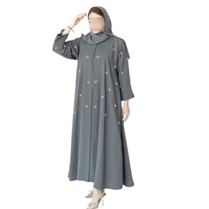 Abaya Tradicional para Mujer, Estilo Turco, Largo hasta el Tobillo, Mangas Largas, Corte Holgado, Ligera, Transpirable, Antiencogimiento, Chifón, Lino, Satén - Product Image 2