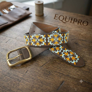 Ceinture Polo en Cuir Rayé Décontractée Equipro avec Boucle Carrée en Alliage, Design Brodé Durable, Moulage Monobloc, Largeur 3,5 cm - Product Image 2