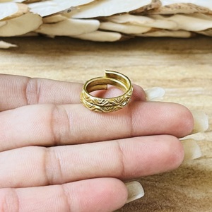Modern Style Brass Rings Boho <b>Wrap</b> Band Tribal Brass Jewelry Women 18k Gold Plated Floral Leaf Ring For Wholesale/OEM/ODM - Product Image 2
