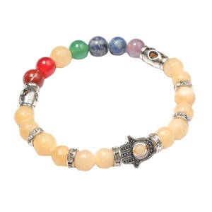 Pulsera de siete chakras de cuarzo dorado para hombres y mujeres, nuevo estilo Feng Shui, artesanía de ágata tallada, artesanías de piedra semipreciosa, amor de Hamsa - Product Image 1