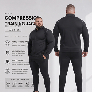 Wholesale Plus Size Training <b>Jackets</b> Men Stand Collar Compression Zipper Muscle Fit Workout Wear <b>Jacket</b> Men Compression <b>Jacket</b> - Product Image 5