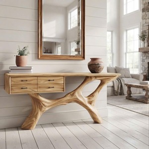 Tables consoles en bois massif naturel, design unique, pour décoration d'appartement écologique, meubles en bois, mobilier d'hôtel, design de meubles. - Product Image 5