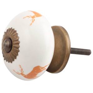 Poignées de tiroir et de meuble en céramique orange de qualité supérieure, faites à la main, motif renne contemporain, pour commode, cuisine, bar à domicile - Product Image 1