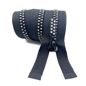 Free Sample Decorative Open-End Auto Lock <b>Zipper</b> with Rhinestones Diamond <b>Zipper</b> Decorative Plastic <b>Zipper</b> Made - Product Image 3