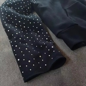 Nouveau Survêtement d'hiver oversize imprimé uni délavé effet soleil avec strass, pantalon évasé superposé et pull, style streetwear, faible MOQ, fournisseur OEM - Product Image 6