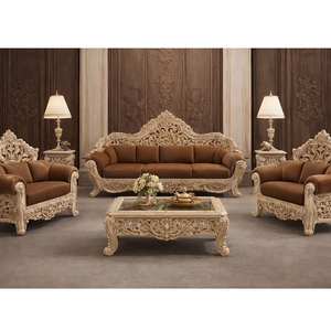 Juego de Sofás de Sala de Estar Estilo Palacio de Primera Calidad, Tradicional, Personalizado, Cómodo, Duradero, Tapizado, Muebles de Madera Sólida en Oferta - Product Image 1