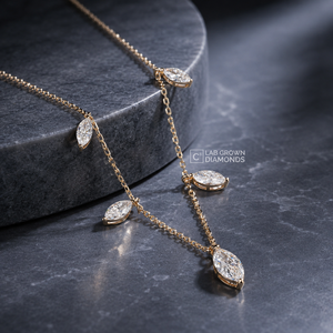 Collar de Lujo con Moissanita Corte Marquesa, Plata de Ley S925 Bañada en Oro Amarillo, Calidad VS EF, Joyería de Siete Piedras - Product Image 2
