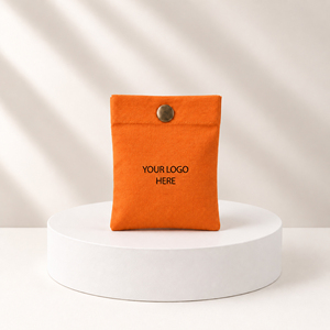 Pochette en coton avec cordon de serrage, logo imprimé orange personnalisé, recyclable, multifonctionnelle, en coton biologique, pour cosmétiques - Product Image 2