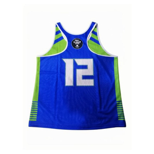 Maillots de lacrosse réversibles personnalisés pour adultes, 100 % polyester, sans manches, respirants, couleur fluorescente, imprimés, en maille, été, haute qualité - Product Image 2
