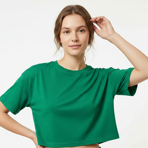 Lightweight <b>Crop</b> <b>Top</b> Shirt Women Short Sleeve Boxy Cotton Casual Streetwear T Shirt Oversized Tee OEM Wholesale Custom Logo - Product Image 1