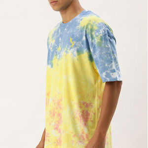 Último modelo de camiseta de punto con efecto tie-dye del fabricante pakistaní, para hombre, en poliéster/algodón, colores personalizados, de secado rápido, transpirable y de corte regular. - Product Image 2