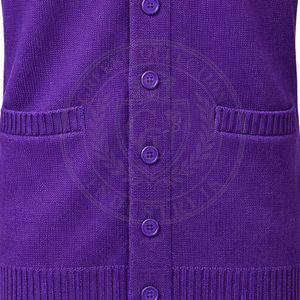 Cárdigan de punto acrílico con cuello en V, color morado, de la fraternidad Omega Psi, con logotipo de letras griegas bordadas en chenilla, de botonadura sencilla, para hombre. - Product Image 6