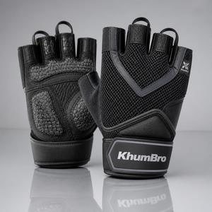KhumBro Premium Unisex Half Finger Gym Fitness <b>Gloves</b> with Silicone Grip Pull-On Closure for <b>Weight</b> Lifting & CrossFit Training - Product Image 1