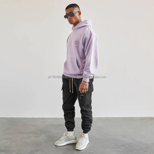 Oem personalizado Sudaderas Para Hombre Streetwear No String 100% algodón serigrafía lavanda de talla grande sudaderas con capucha y sudaderas para hombre - Product Image 4