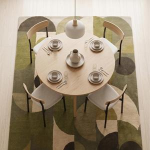 Modern Classic Abstract Geometric Wool Area <b>Rug</b> Green Beige Rectangle Floral Pattern <b>Flat</b> Pile Hand Tufted Carpet Living Room - Product Image 3