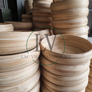 Lot de 3 bols à salade en bambou filé, faits à la main, 100 % écologiques, design classique poli argenté, logo personnalisé, taille sur mesure, fabriqués au Vietnam - Product Image 5