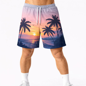 Shorts Deportivos para Hombre con Estampado Tropical de Atardecer en la Playa, Secado Rápido, para Gimnasio, Proveedor OEM ODM, Venta al Por Mayor Personalizada - Product Image 1
