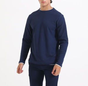 Sweat-shirts basiques pour hommes en coton mélangé, col rond, couleur marine unie, manches longues, nouvelle conception, vêtements d'hiver, OEM ODM - Product Image 5