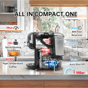 Macchina per Espresso Automatica 5-in-1 PSH2B BK (ST514K) 19 Bar con Estrattore Caldo/Freddo, Indicatore Livello Acqua e Funzioni per Caffè in Capsule - Product Image 4