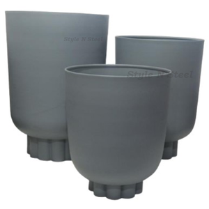 Jardinière en métal thermolaqué durable multi-usages pour l'intérieur et l'extérieur avec drainage - Product Image 1