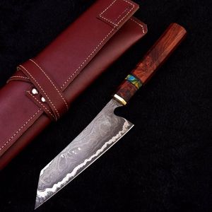 Handmade Eco-Friendly Santoku Chef <b>Knife</b> Damascus Steel <b>Sharp</b> Blade Rosewood Handle Ambidextrous Modern Design 6-7.9in Blade - Product Image 2