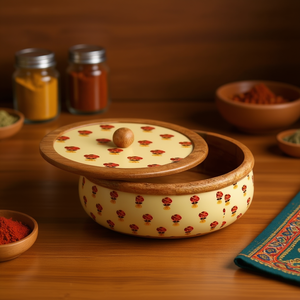 Caja de Almacenamiento de Madera Hecha a Mano para Chapati y Roti con Organizador de Especias, Juego de Utensilios de Cocina Tradicionales Indios, Contenedor para Almacenamiento de Alimentos - Product Image 3