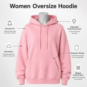 Sudadera con Capucha Extra Grande para Mujer, de Alta Calidad, Color Sólido, Hombros Caídos, Manga Larga, Tejida en Algodón, Fabricante - Product Image 6