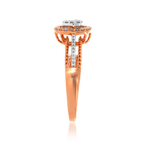 Anillo de Lujo con Halo de Diamantes de Corte Redondo y Acabado en Oro Rosa de 18K para Mujer, Joyería Fina para Aniversario o Compromiso - Product Image 3