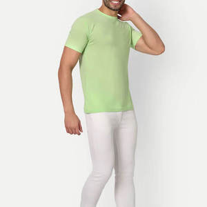 T-shirt à manches courtes RICSA INTERNATIONAL pour homme, couleur unie, vert clair, 100 % coton, respirant, pour adulte, teinture unie, idéal pour l'hiver - Product Image 6