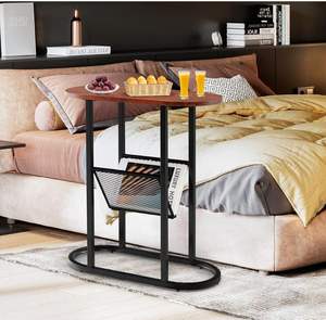 โต๊ะกาแฟ/โต๊ะข้างทรงวงรีขนาดเล็ก ดีไซน์โบราณแบบดั้งเดิม โครงโลหะ ทนทาน พร้อมที่เก็บนิตยสาร เหมาะสำหรับห้องนั่งเล่น - Product Image 4