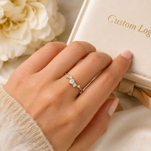 Dainty S925 Sterling <b>Silver</b> Irregular CZ Star Cluster <b>Ring</b> with 14K Gold Plated Finish for Women Wholesale - Product Image 4
