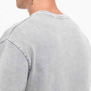 เสื้อยืดโอเวอร์ไซส์วินเทจสำหรับผู้ชาย แบบขายส่ง ผ้าฝ้ายล้วน ซักย้อมสีแบบแอซิดวอช สามารถสั่งทำได้ พร้อมสกรีนโลโก้ตามต้องการ - Product Image 5