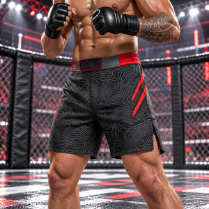 Custom MMA Uniform Lightweight Performance <b>Shorts</b> with Hook Closure for Amateur Fight Teams - Product Image 2