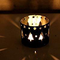 Decorative Black Iron <b>Lantern</b> <b>Candle</b> <b>Holder</b> With Gold Floral Pattern Heat Resistant Home Decoration - Product Image 2